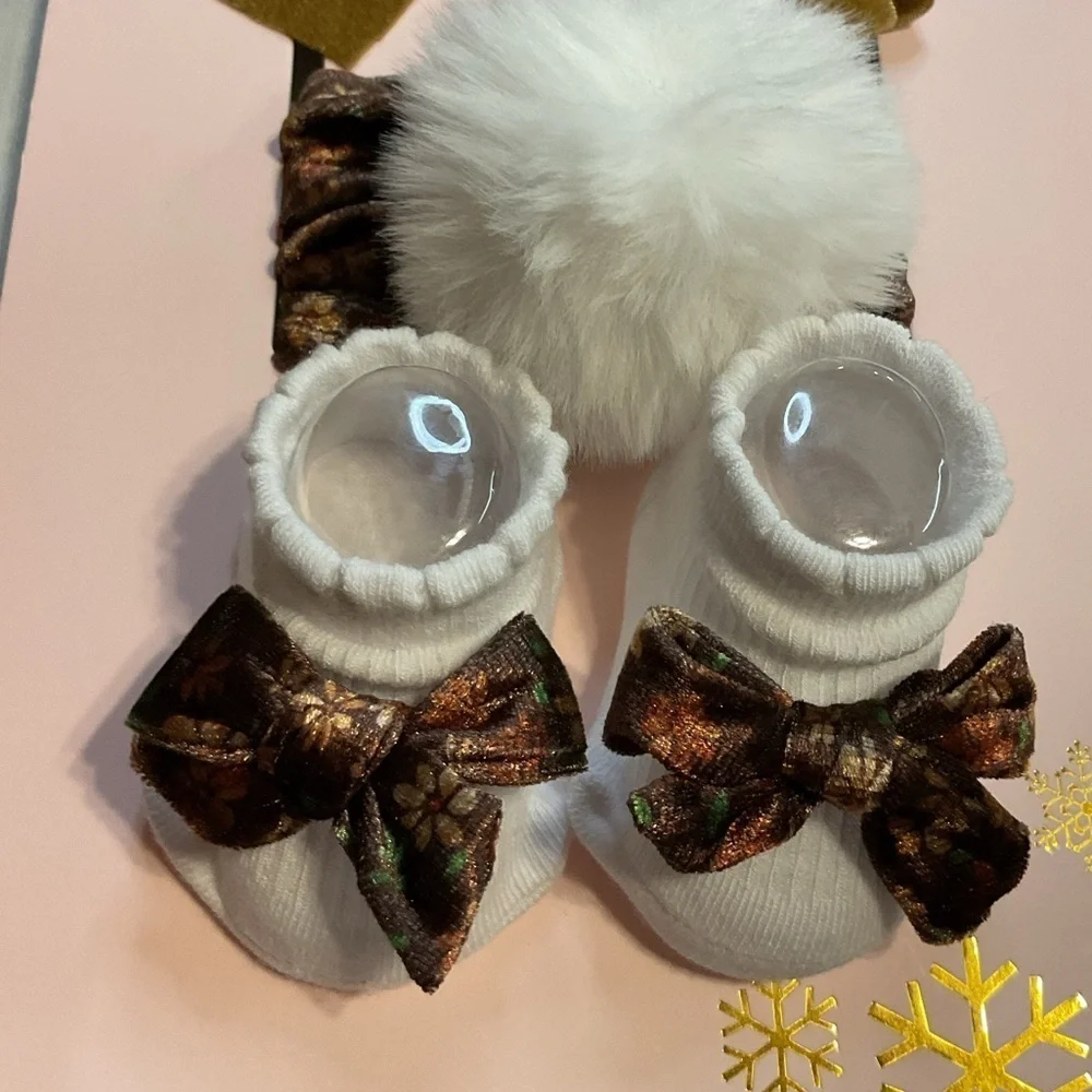 Bebe Baby Winter Headband and Booties Set